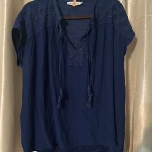 Johnny Was Calme Blue Double Tassel Top Sz Medium Shirt
